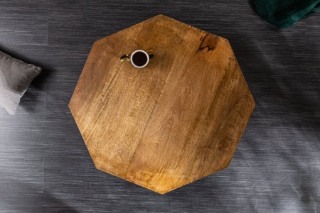 Salontafel Messing met Mangohout Blad Diamond 69 cm naturel - Img 2