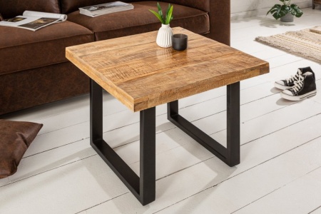 Solide salontafel IRON CRAFT 60 cm mangohout industrieel design - Img 3