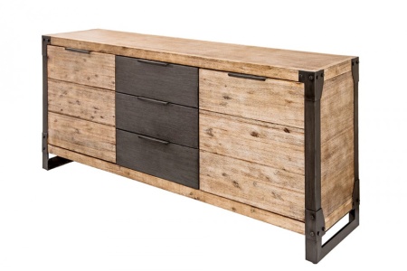 Stevig industrieel dressoir FACTORY 180cm whitewash acacia - Img 8