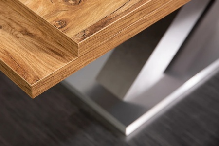 Uitschuifbare eettafel MONTREAL 180-230-280cm plank eiken met X-frame - Img 6