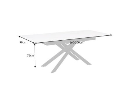 Uitschuifbare wit keramisch eettafel160-200cm wit keramisch marmer zwart metalen onderstel - Img 2