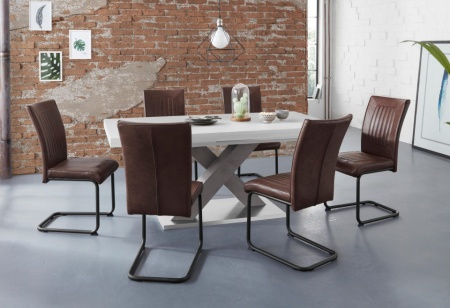 Uitschuifbare wit mat Eettafel "Comfort C", 180-280 cm met X-onderstel in grafiet 180-280 cm - Img 3