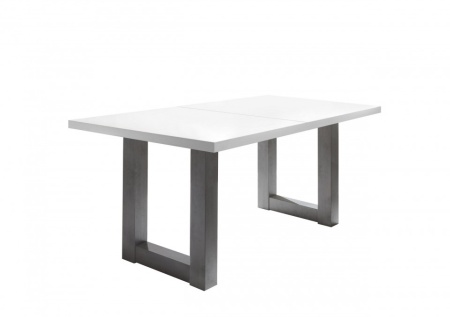 Uitschuifbare Witte matte lak eettafel 160-210cm U-vormig onderstel - Img 2