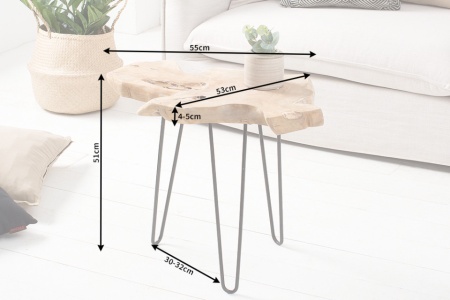 Unieke bijzettafel WILD 55cm teakhouten salontafel - Img 8