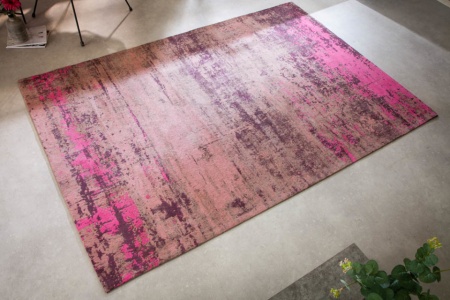 Vintage vloerkleed 240x160cm roze beige verwassen gebruikte look - Img 3