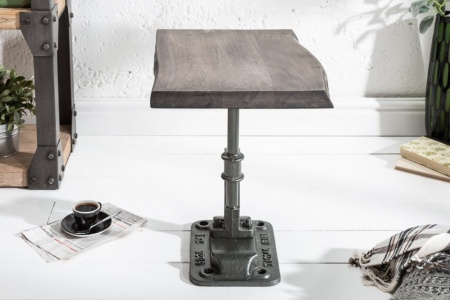 Authentieke bijzettafel FACTORY 43 cm acacia grijs massief hout industrieel design - Img 4