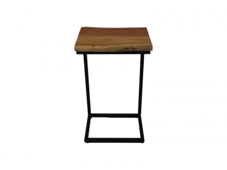 Bijzettafel Acacia Hout - 38x30x65 - Naturel/zwart - Acacia/ijzer - Img 3