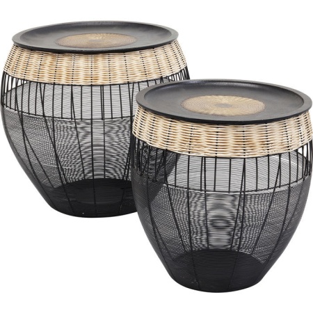 Bijzettafel African Drums (2 / Set) Zwart - Img 2