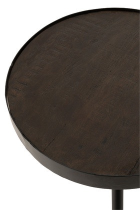 Bijzettafel Fien Mango Hout Ijzer Donker Bruin Zwart - Img 3