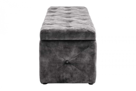 Chesterfield bedbank EXTRAVAGANCIA 140 cm grijs fluweel met opbergruimte - Img 6
