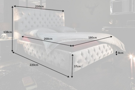 Chesterfield design Elegant tweepersoonsbed 180x200cm grijs fluwelen - Img 2