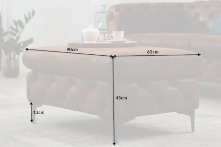 Chesterfield kruk MODERN BAROK 90 cm antiek bruine poef - Img 7