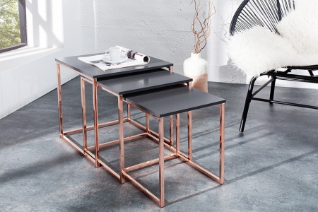 Design bijzettafel set van 3 ELEMENTS 40cm antraciet koper - Img 3