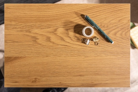 Design Bijzettafel zoals Laptoptafel 45 cm eiken look bijzettafel zwart frame - Img 6