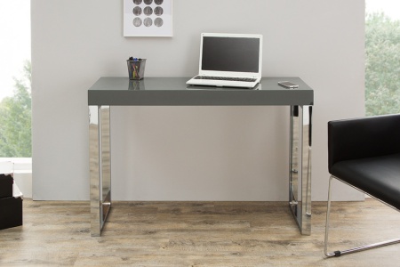 Design console GRIJS BUREAU 120cm donkergrijs hoogglans kantoortafel - Img 3