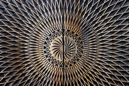 Design dressoir ILLUSION 180cm zwart mangohout massief hout goud ijzer metalen frame - Img 4