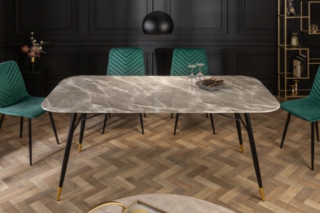Design eettafel PARIS 180cm grijs kristalglas met marmer decor - Img 3