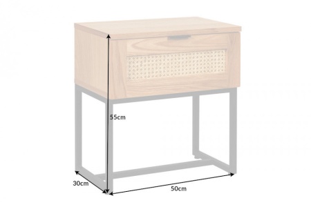 Design nachtkastje VIENNA 50cm eiken decor Weens net rotan - Img 2