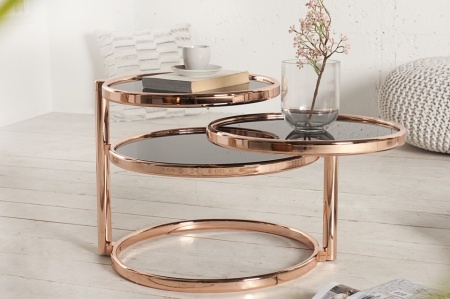 Design salontafel ART DECO III 155 cm met 3 niveaus koper zwarte salontafel - Img 3