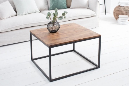 Design salontafel ELEMENTS 70cm Sheesham stone finish ijzer zwart mat - Img 3