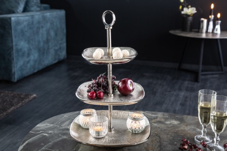 Design taartplateau ORIENT 44 cm zilver met drie verdiepingen - Img 4