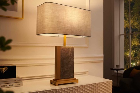 Design tafellamp ELEGANCIA 65cm goudgrijze stoffen kap marmer - Img 5