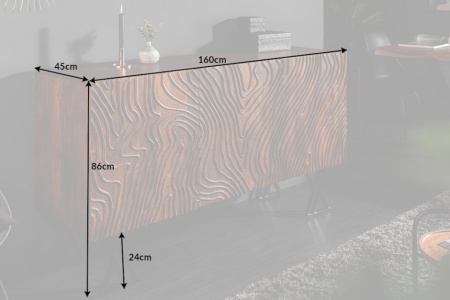 Dressoir mangohout Handgemaakt FLUID 160 cm - Img 2