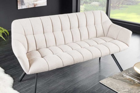 Eetkamerbank PAPILLON 165 cm champagne beige met rugleuningen zwart metalen frame - Img 2