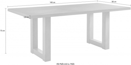 Eettafel 140cm kleur Stirling eiken Met U-vormig frame gelamineerd houtmateriaal - Img 3