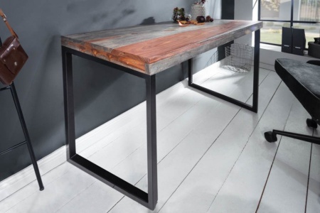 Elegant bureau ELEMENTS 118 cm Sheesham Smoked Finish metalen frame - Img 4