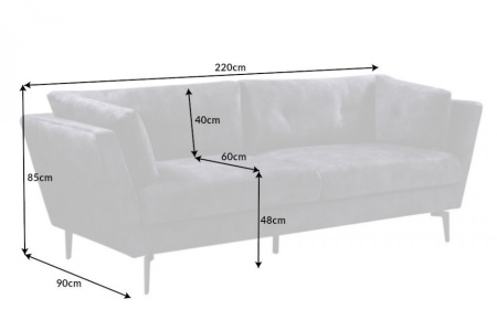 Elegante 3-zits bank MARVELOUS 220 cm grijs fluweel 3-zits bank inclusief kussens - Img 2