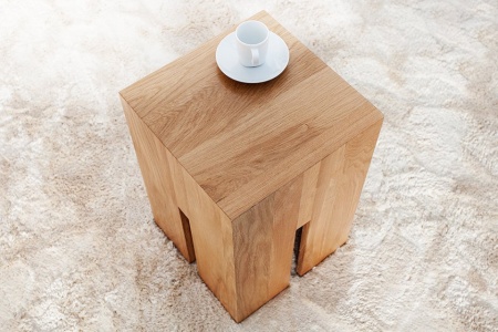 Elegante bijzettafel CASTLE H45 cm naturel geolied wild eiken poef - Img 4