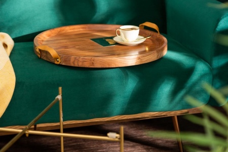 Elegante bijzettafel MONSOON 55 cm verguld acaciahout afneembaar blad - Img 5