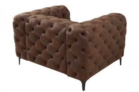 Elegante Chesterfield fauteuil MODERN BAROQUE 120 cm antiek bruin - Img 7