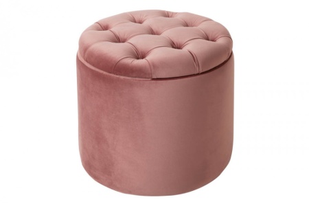Elegante Poef Barok 50cm oudroze fluwelen opbergmand - Img 7
