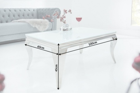 Elegante salontafel MODERN BAROQUE 100cm zilver met wit opaal glas - Img 6