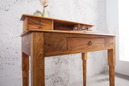 Elegante secretaresse 90 cm Sheesham massief houten bureau - Img 4