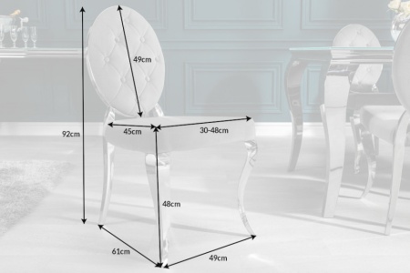 Elegante stoel MODERN BAROK edelgrijs fluweel met knopen roestvrijstalen poten - Img 2