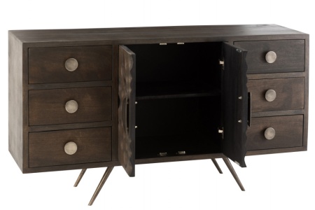 Etnisch Dressoir 2deuren+6laden Mango Hout Bruin 150cm - Img 5