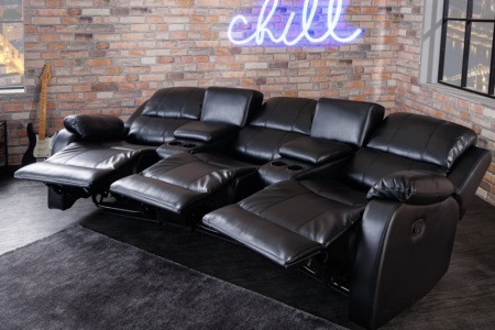 Exclusieve 3-zits bioscoopstoel zwart met bekerhouder 295cm - Img 5