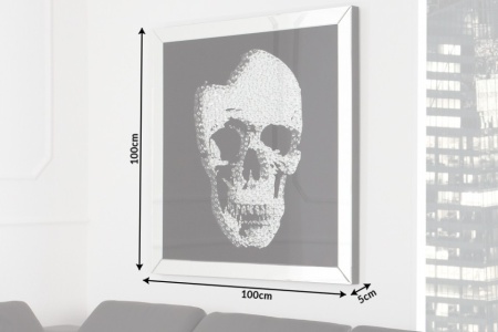 Exclusieve afbeelding wanddecoratie MIRROR SKULL 100x100cm Diamond Skull XXL - Img 5