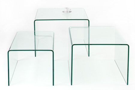 Glazen Salontafel met bijzettafels set van 3 60cm - Img 2