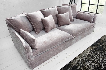 Grote bank Leaf 3-zits 210 cm taupe velours stof met afneembare hoes - Img 4