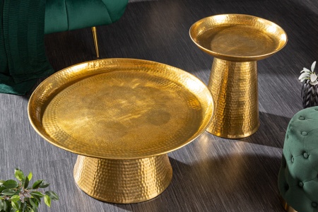 Handgemaakte bijzettafel 46 cm goud gehamerd design - Img 8