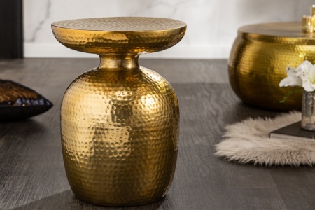 Handgemaakte bijzettafel ORIENT 36 cm goud gehamerd design - Img 3