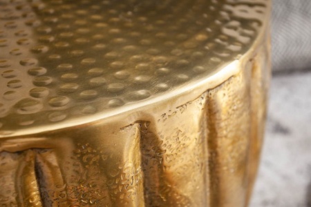 Handgemaakte salontafel 55 cm goud met gehamerd design - Img 3