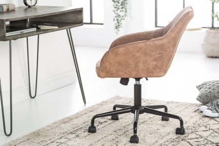 In hoogte verstelbare bureaustoel vintage taupe met armleuningen draaistoel - Img 5