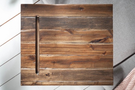Industriële bijzettafel SCANDINAVIA 43cm acaciahout met tablethouder - Img 7