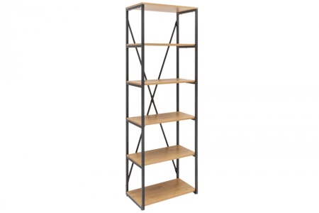 Industriële boekenkast 180 cm eiken look met metalen frame - Img 4