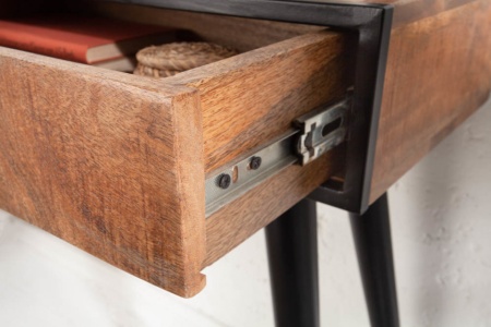 Industriële console tafel of bureau tafel INDUSTRIAL 120cm Mango met zwarte poten - Img 6